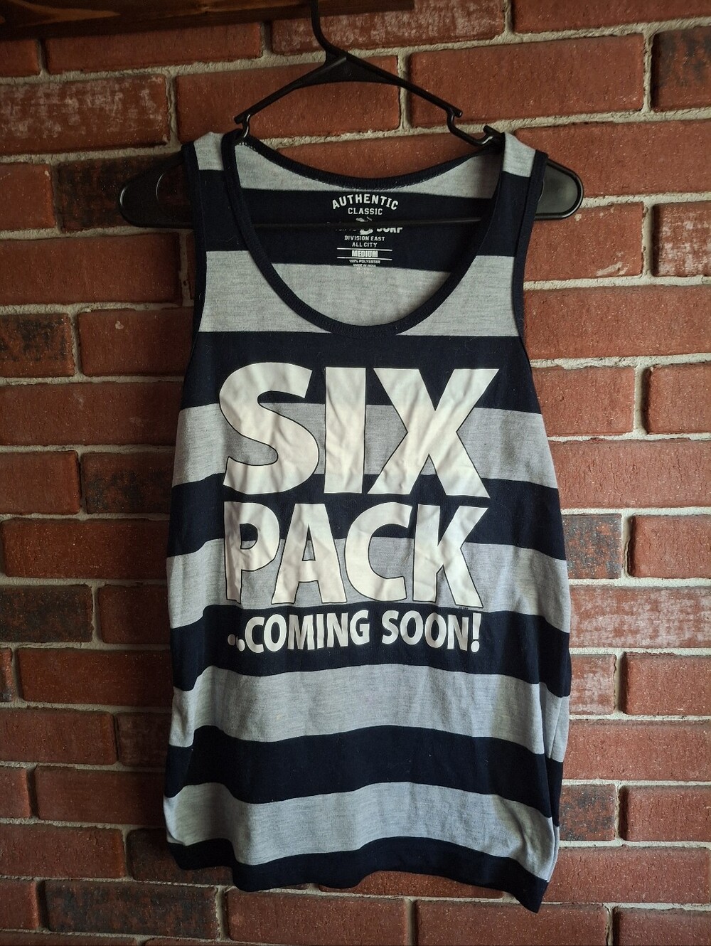 Striped 'SIX PACK Coming Soon!' Tank Top